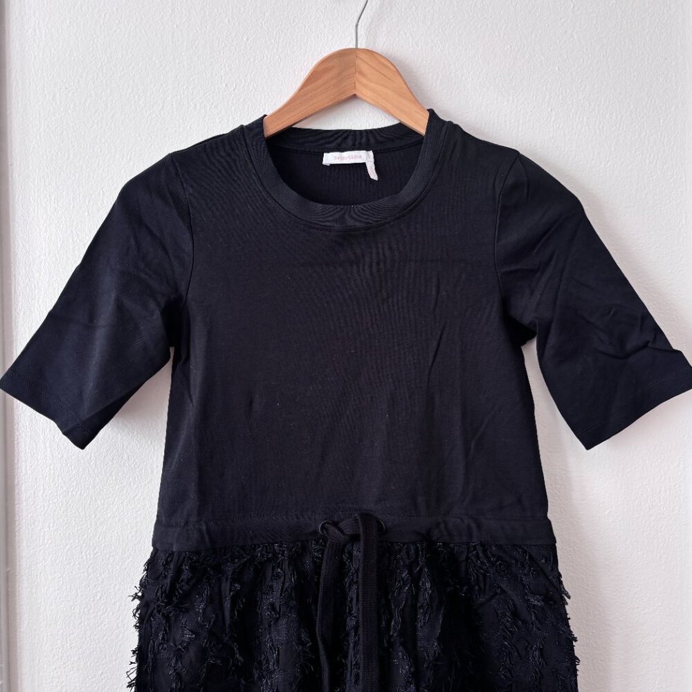 See By Chloe Fringe Embellished Drawstring Midi T-Shirt Dress - Picture 4 of 8